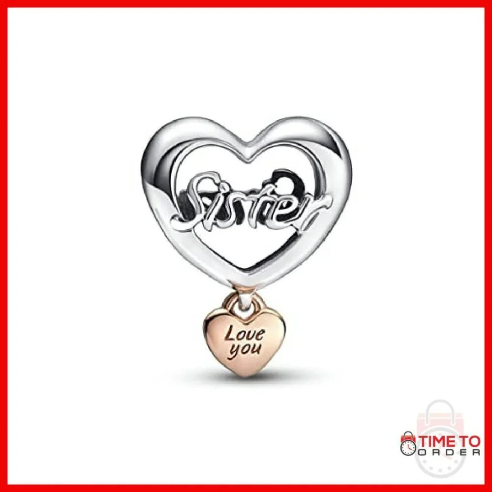 Sterling Silver Heart Charm Bracelet Bead Family Jewelry Gift